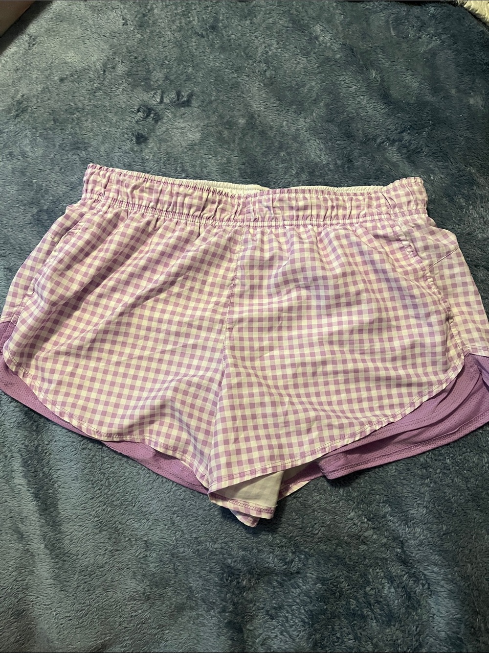 Athletic Works Light Purple Gingham Athletic Shorts